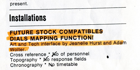 1986 Future Stock Compatibles Dials Mapping Function @ Know Your Product @ IMA